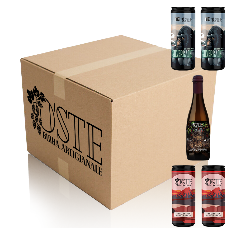 Box degustazione inverno da 5 birre artigianali: Imperial Stout ai gelsi neri, Strong Ale e Coffee Porter